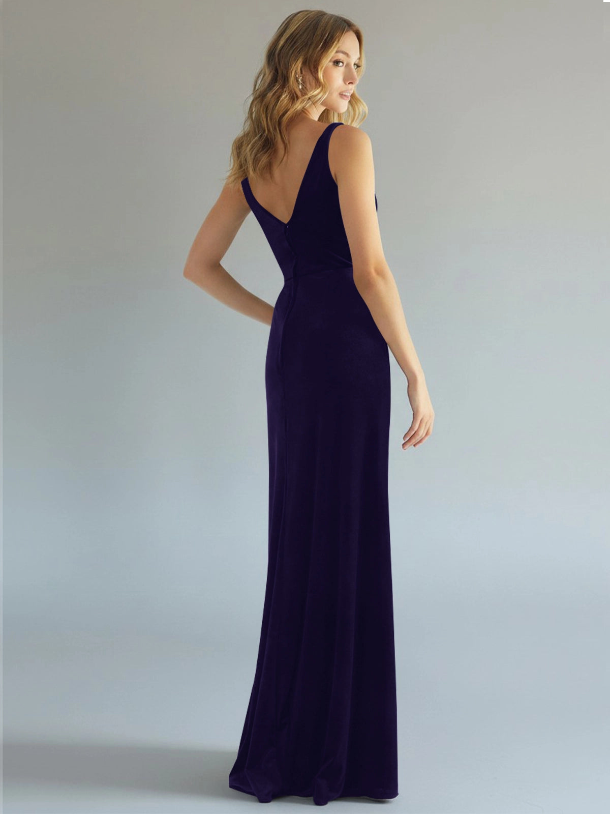 Velvet Bridesmaid Dress with Slit 