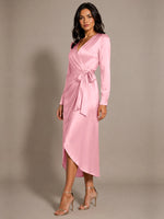 Silk-like Mother of the Bride Dress with Self-Tie Sash 