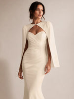 Stretch Satin Wedding Dress with Cape
