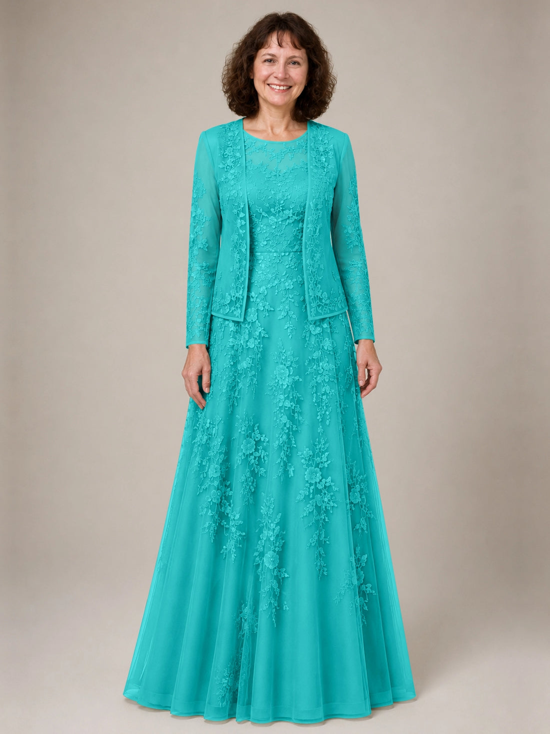A-line Mother of the Bride Dress with Lace 