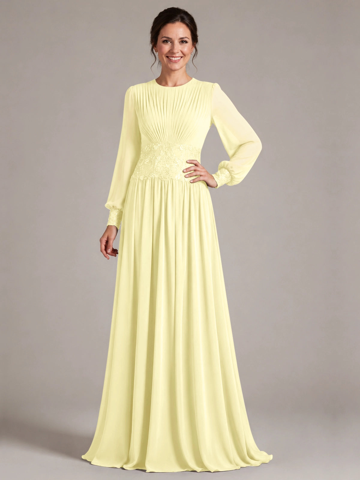 Chiffon Mother of the Bride Dress with Jewel Neckline 