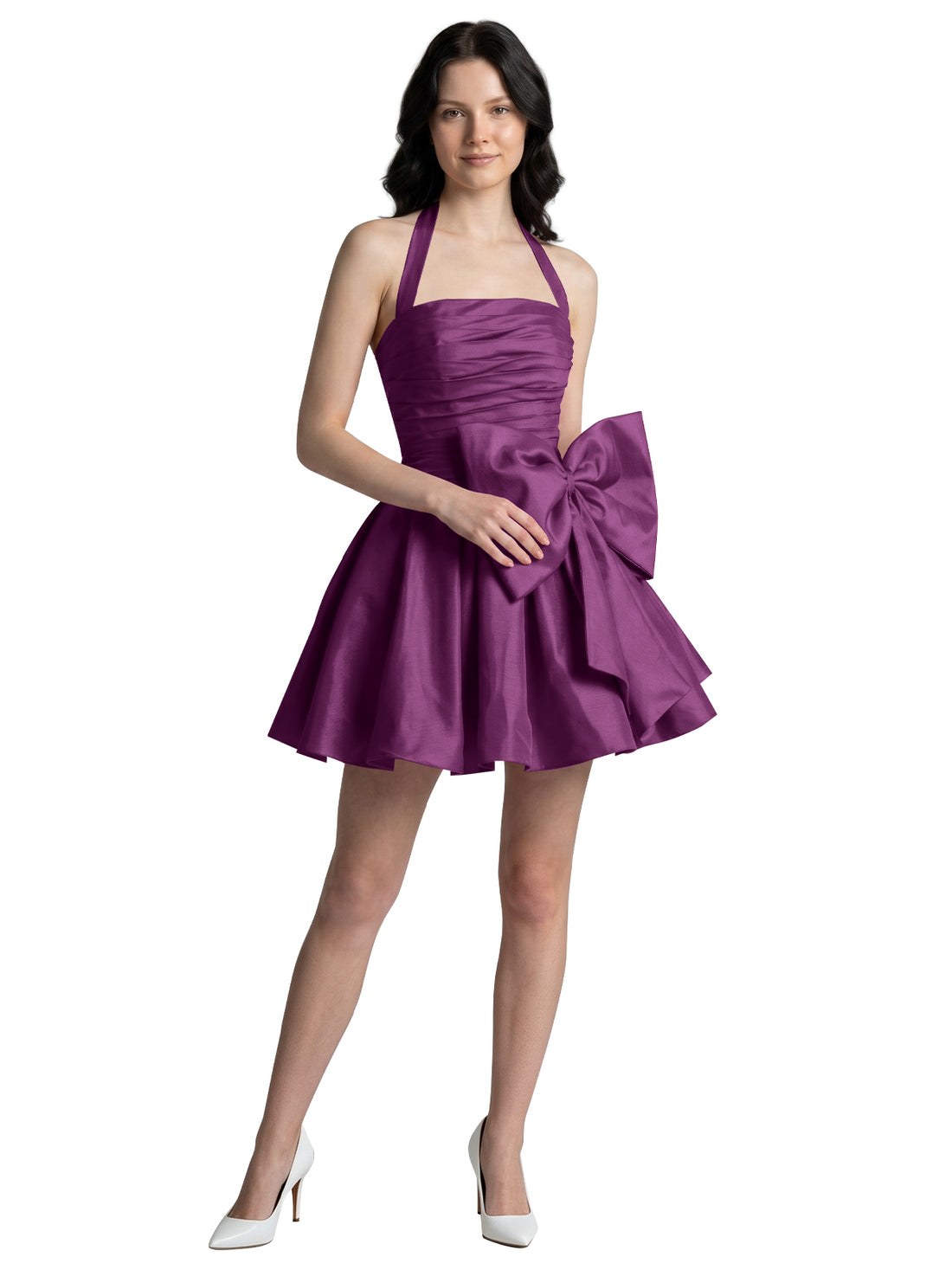 Halter Oversized Bow Mini Dress 