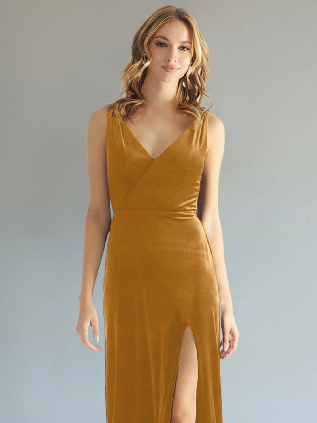 Velvet Bridesmaid Dress with Slit 