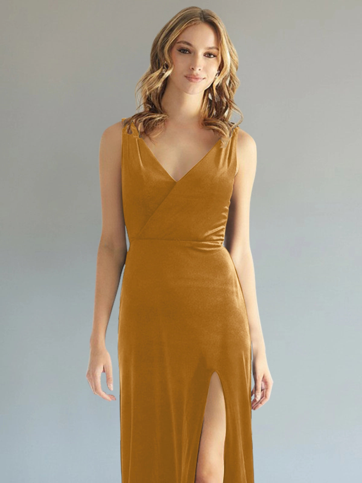 Velvet Bridesmaid Dress with Slit 