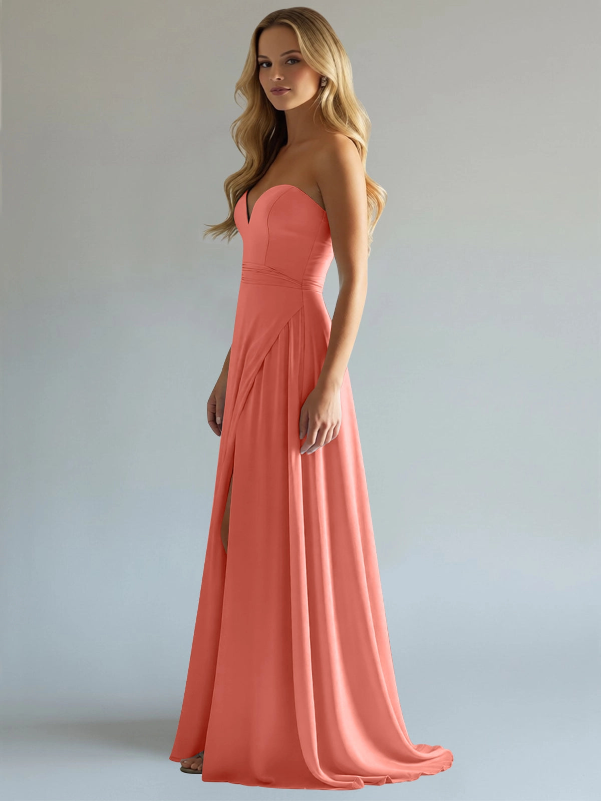 Sweetheart Bridesmaid Dress with Slit 