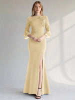 Chiffon Mother of the Bride Dress with 3/4 Sleeves