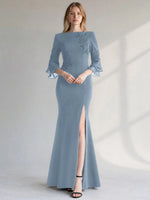 Chiffon Mother of the Bride Dress with 3/4 Sleeves