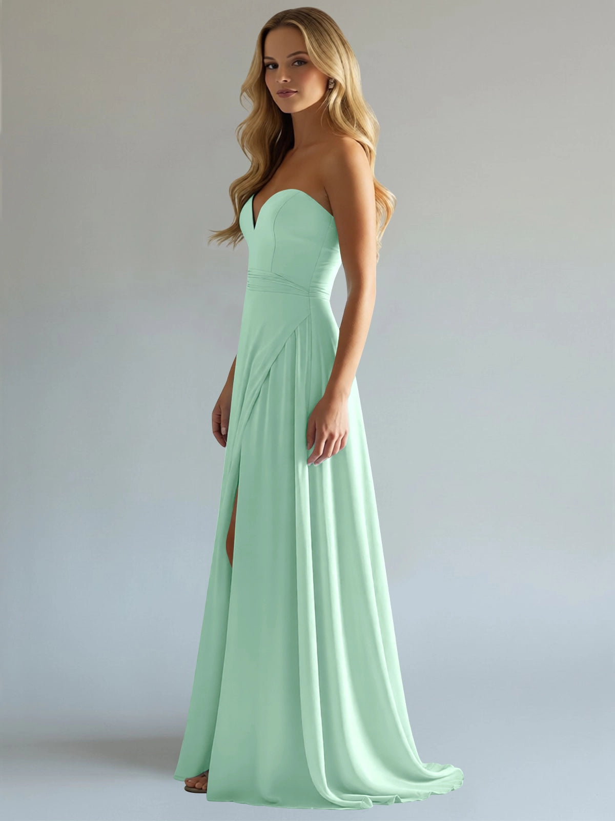 Sweetheart Bridesmaid Dress with Slit 