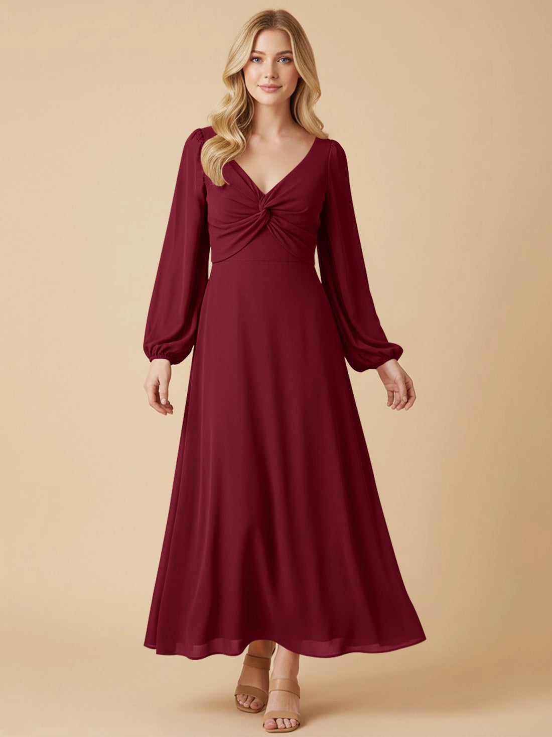 A-line Bridesmaid Dress with Long Sleeves 