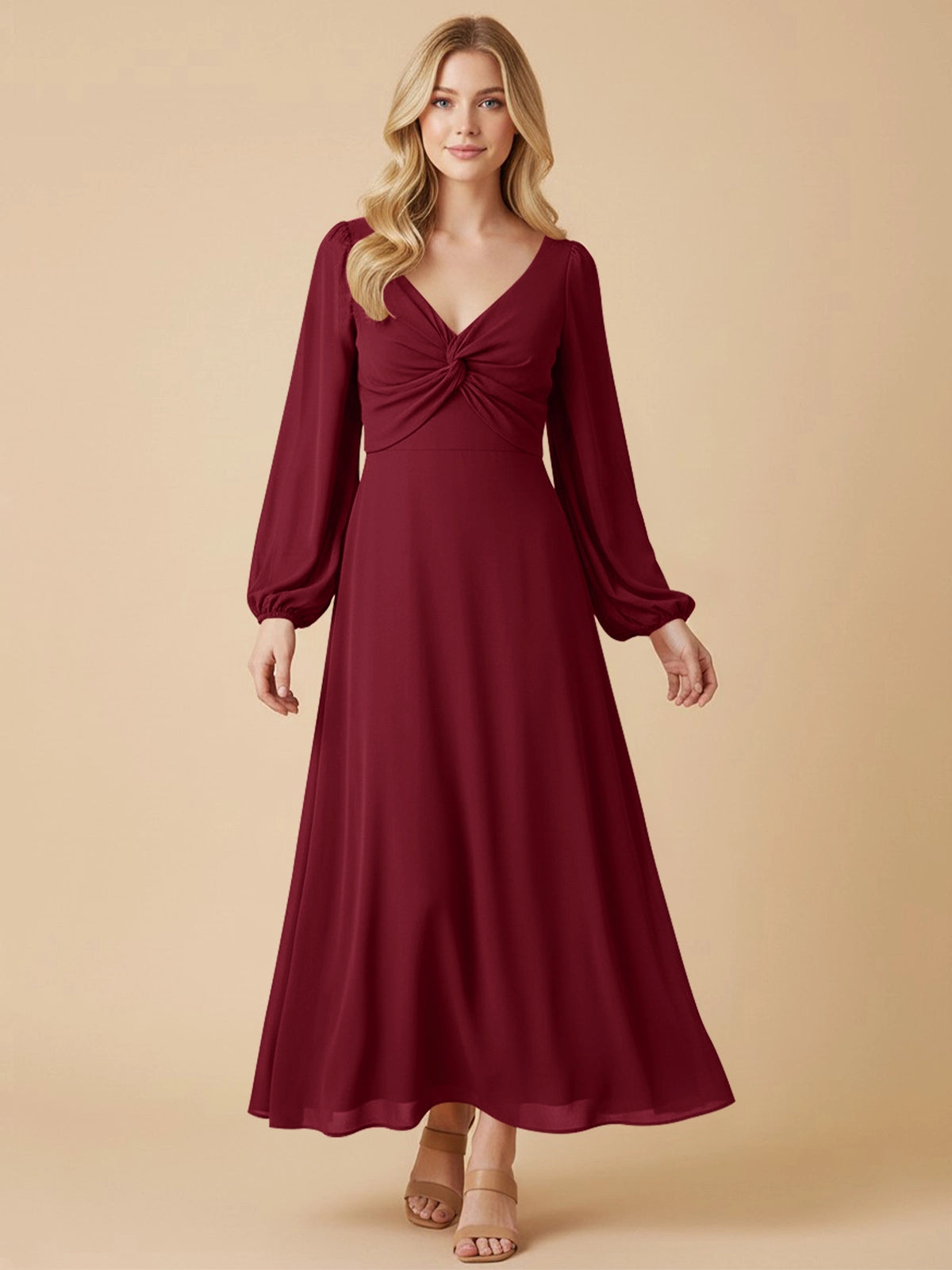 A-line Bridesmaid Dress with Long Sleeves 