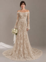 Lace Wedding Dress with Off-the-Shoulder 
