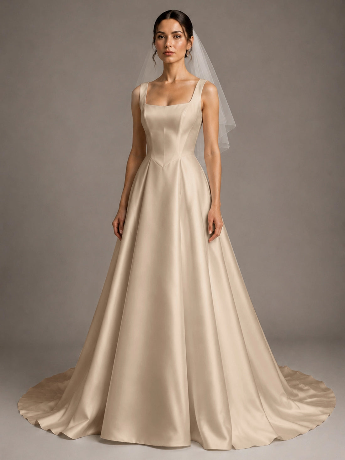 A-line Wedding Dress with Square Neck 