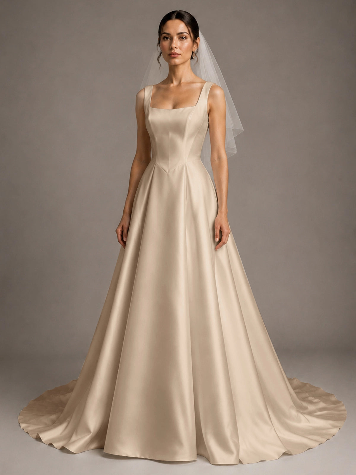 A-line Wedding Dress with Square Neck 
