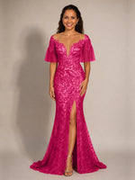 Mermaid Mother of the Bride Dress with V-neck 