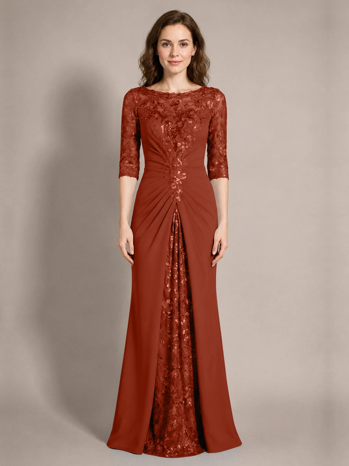Lace Mother of the Bride Dress with Applique 