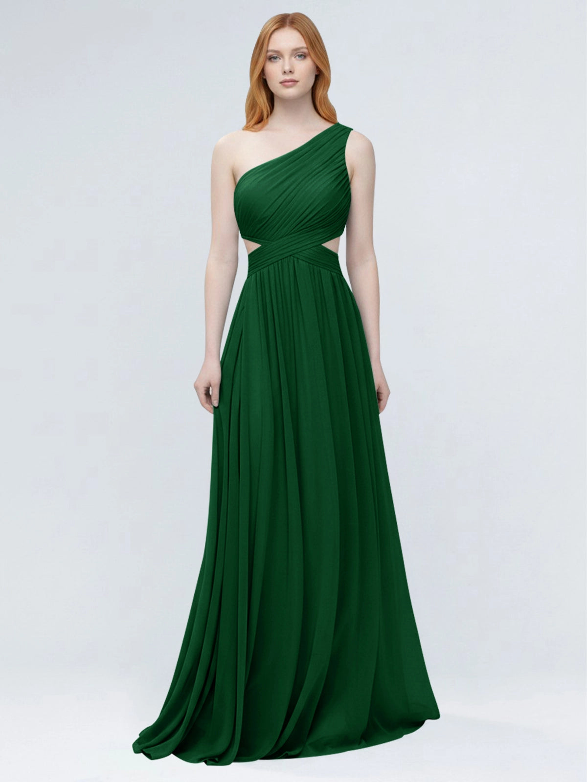 One-Shoulder Side Cut-Out Bridesmaid Dress 