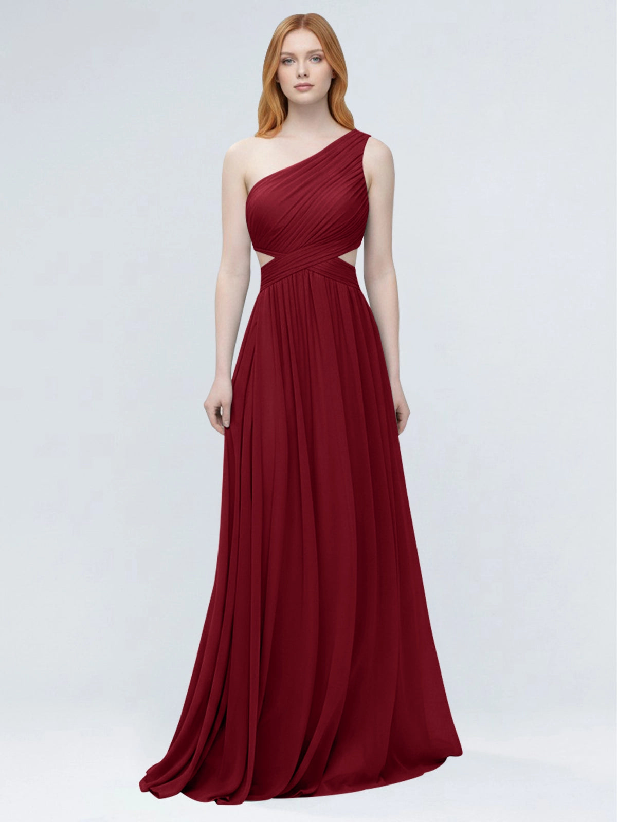 One-Shoulder Side Cut-Out Bridesmaid Dress 
