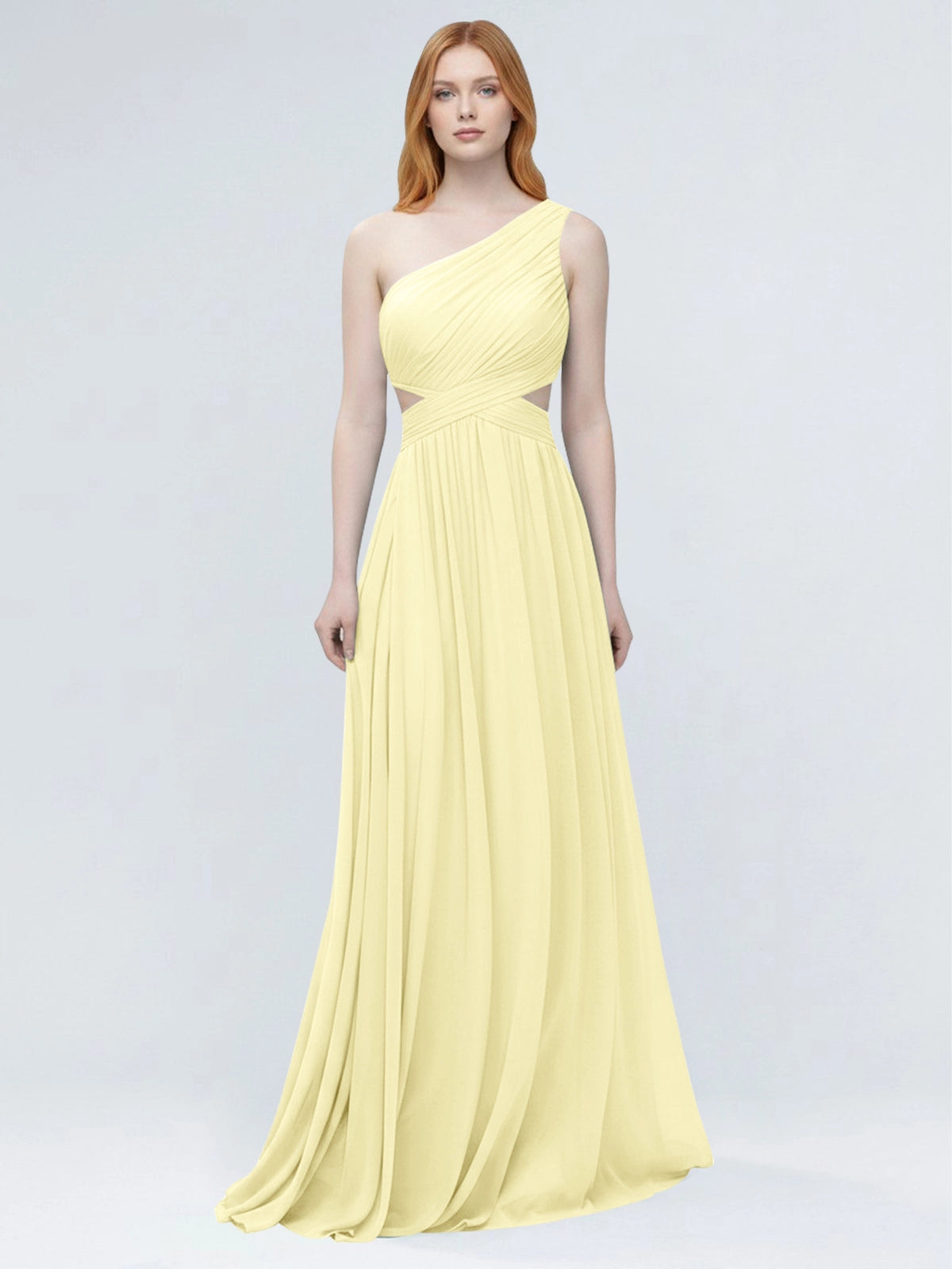 One-Shoulder Side Cut-Out Bridesmaid Dress 