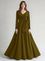Stretch Satin Mother of the Bride Dress with Crystal