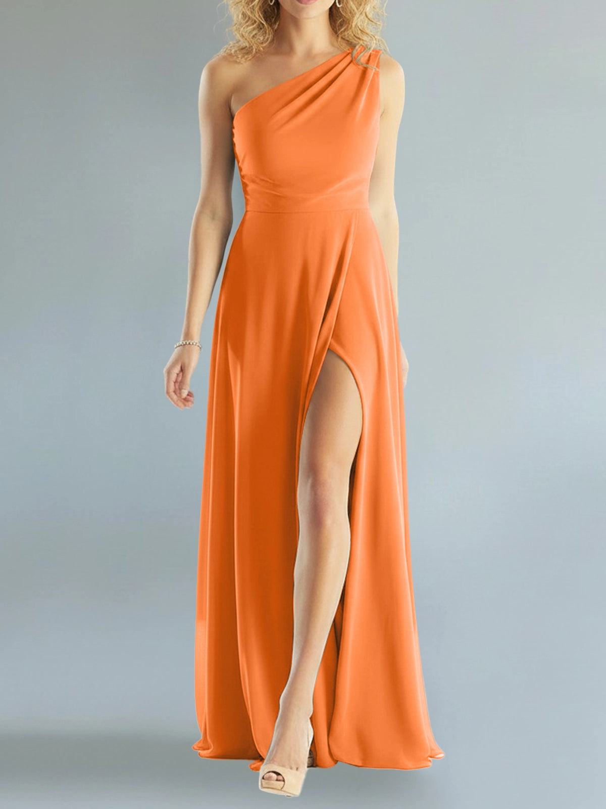 One-Shoulder Bridesmaid Dress with Slit