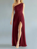 One-Shoulder Bridesmaid Dress with Slit