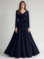 Stretch Satin Mother of the Bride Dress with Crystal