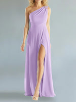 One-Shoulder Bridesmaid Dress with Slit
