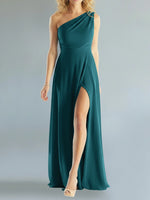 One-Shoulder Bridesmaid Dress with Slit