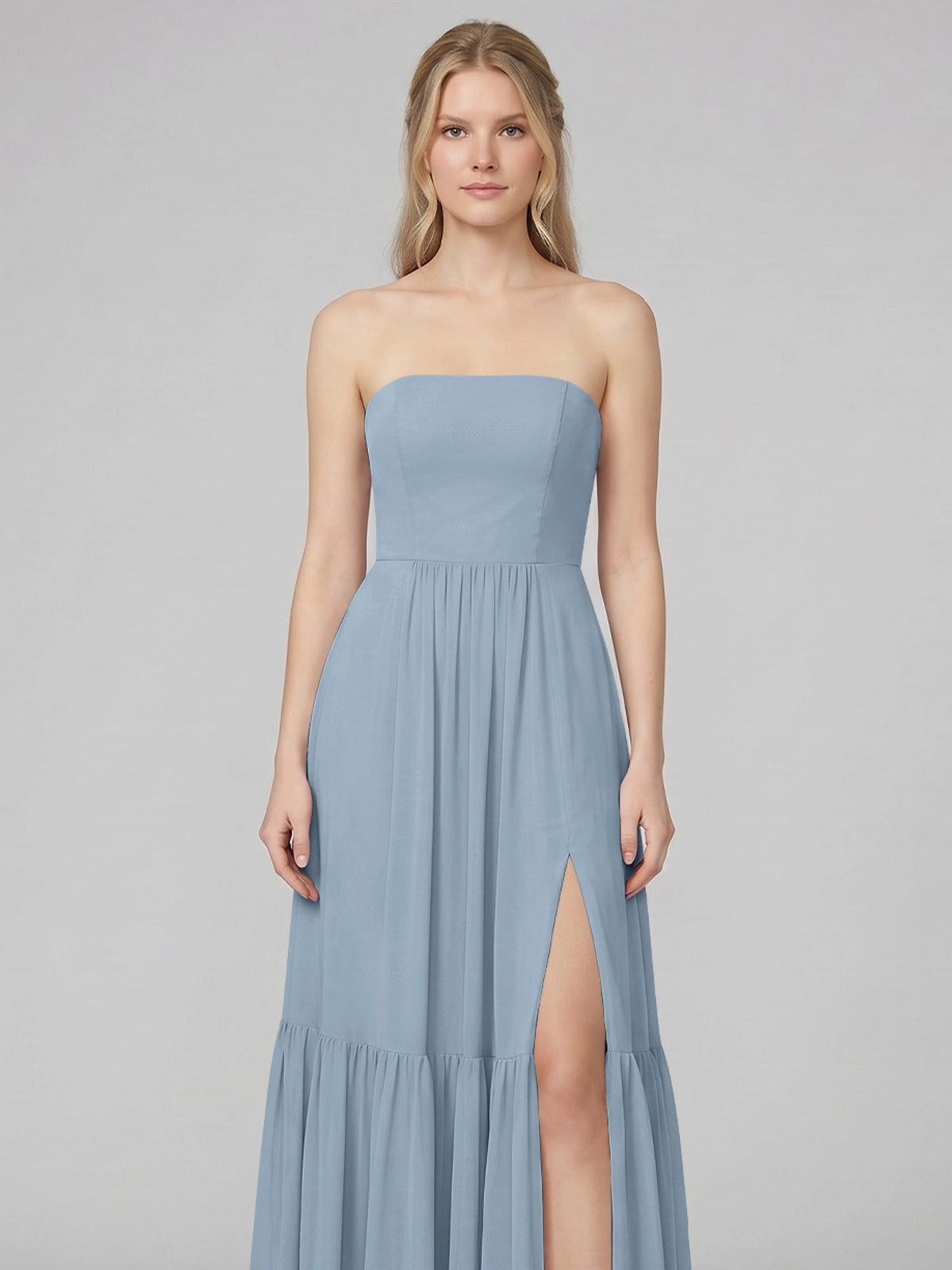 Strapless Bridesmaid Dress with Slit 