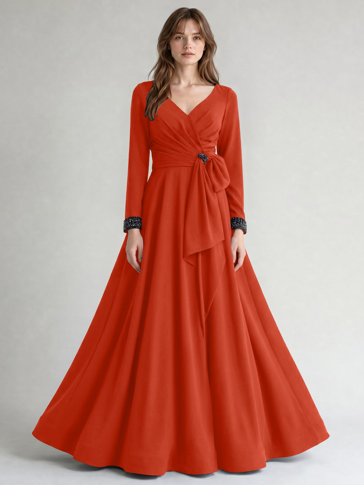 Stretch Satin Mother of the Bride Dress with Crystal