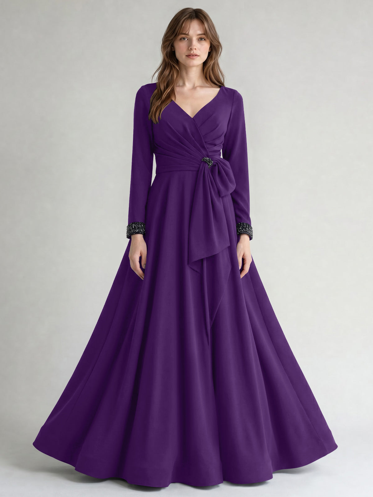 Stretch Satin Mother of the Bride Dress with Crystal