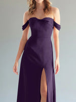 Off-the-Shoulder Slit Bridesmaid Dress 