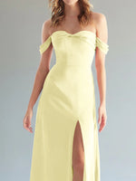 Off-the-Shoulder Slit Bridesmaid Dress 