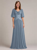Cowl Neck Mother of the Bride Dress with Applique 