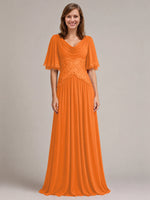 Cowl Neck Mother of the Bride Dress with Applique 