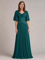 Cowl Neck Mother of the Bride Dress with Applique 