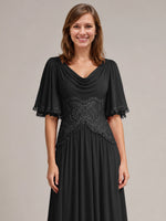Cowl Neck Mother of the Bride Dress with Applique 