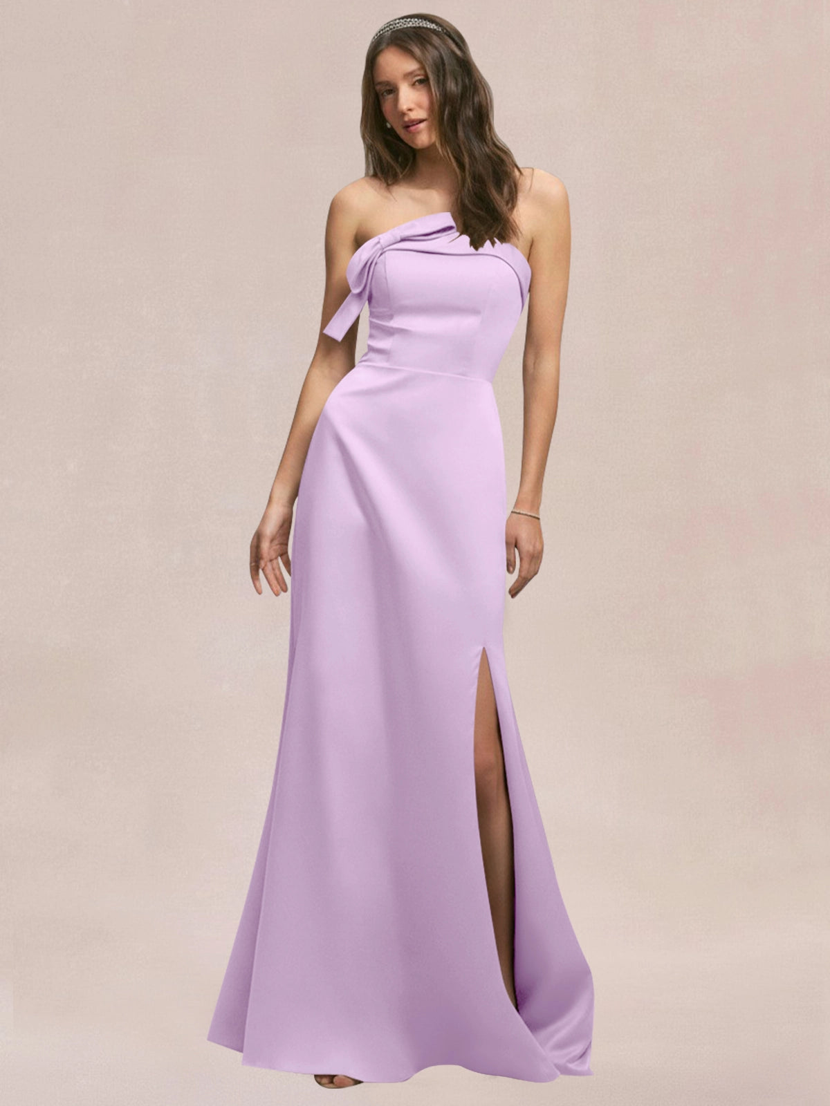 Satin Bow Accent Bridesmaid Dress 