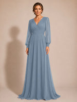 Chiffon Mother of the Bride Dress with Long Sleeves 