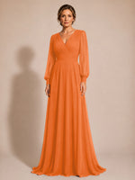 Chiffon Mother of the Bride Dress with Long Sleeves 