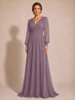 Chiffon Mother of the Bride Dress with Long Sleeves 