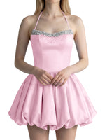 Beading Bubble Hem Mini Dress 