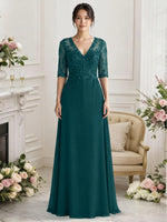 Lace Mother of the Bride Dress with Half Sleeves
