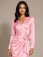 Silk-like Mother of the Bride Dress with Self-Tie Sash 