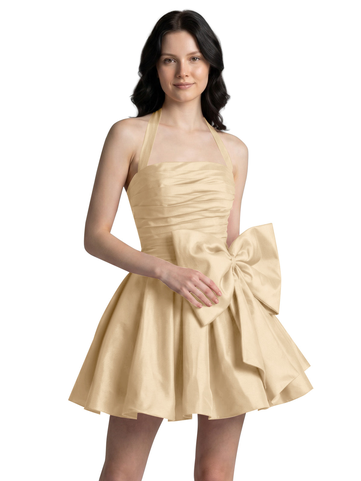 Halter Oversized Bow Mini Dress 
