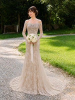 Lace Wedding Dress with Off-the-Shoulder 
