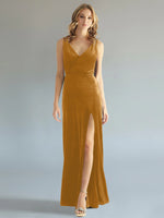 Velvet Bridesmaid Dress with Slit 