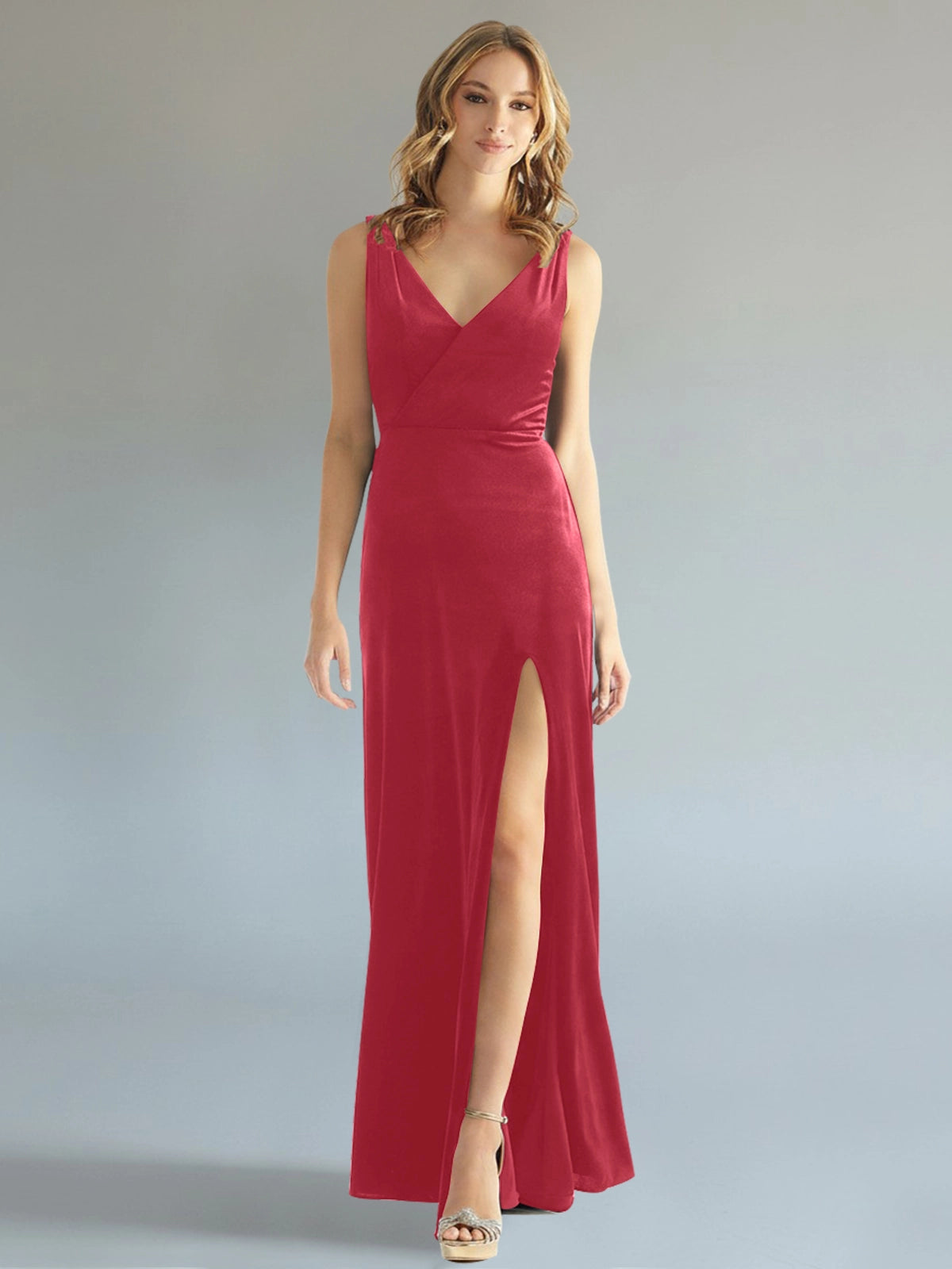 Velvet Bridesmaid Dress with Slit 