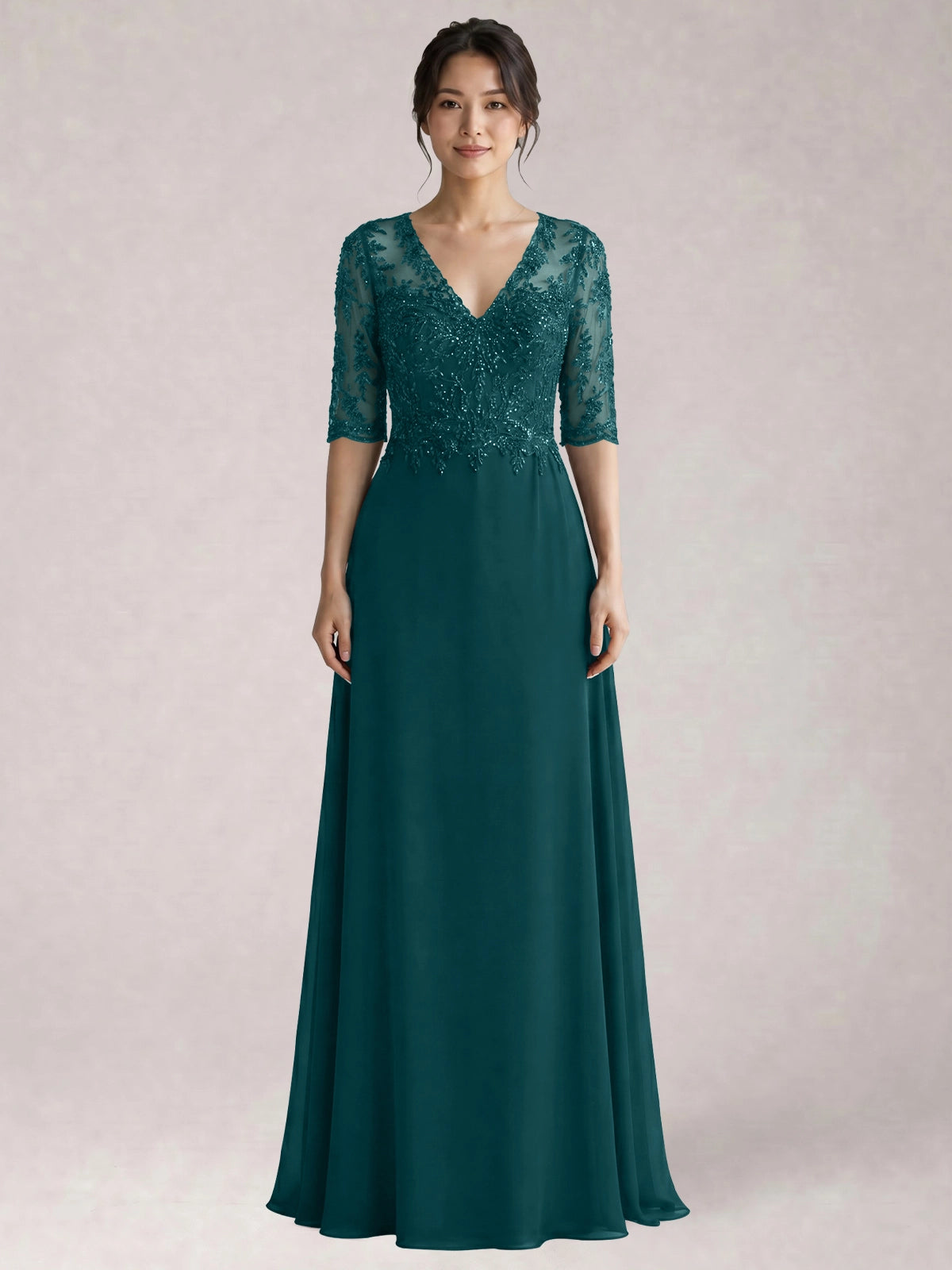 Lace Mother of the Bride Dress with Half Sleeves