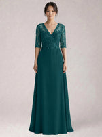 Lace Mother of the Bride Dress with Half Sleeves